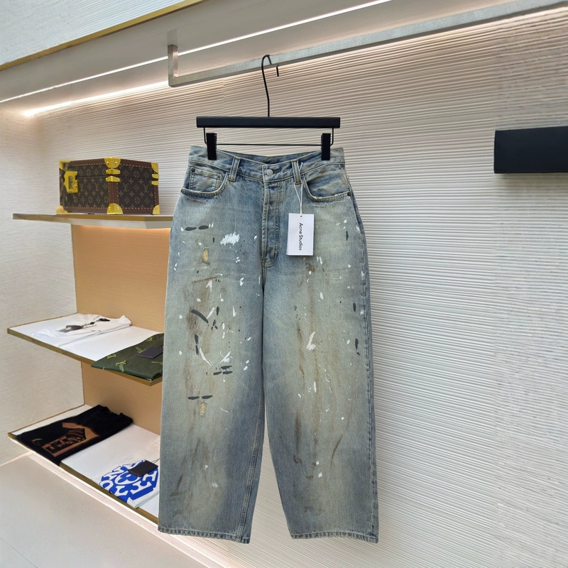 Niche Style Retro Washed Ink-Splattered Graffiti Wide-Leg Jeans for Men and Women, High-Waisted Straight-Leg Versatile Wide-Leg Pants Niche Style Retro Washed Ink-Splattered Graffiti Wide-Leg Jeans for Men and Women, High-Waisted Straight-Leg Versatile Wide-Leg Pants