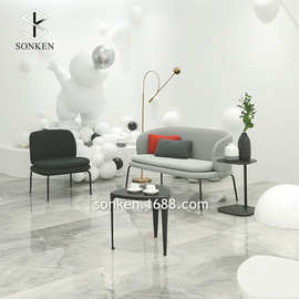 设计师北欧轻奢弧形美容院沙发自由搭配多样化场景布艺沙发