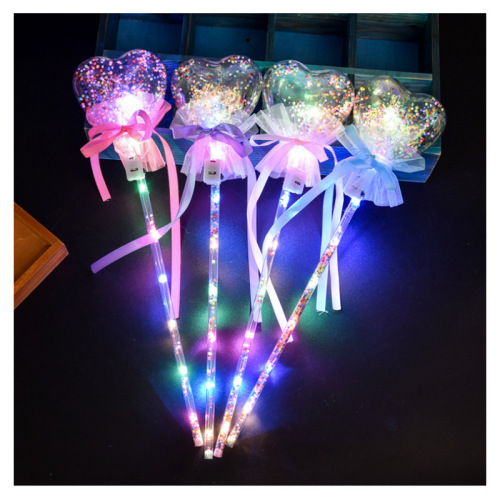 Luminous Magic Wand Rainbow Flash Fairy Wand Five-Pointed Star Pop Ball Love Starry Sky Ball Children's Toy Wholesale