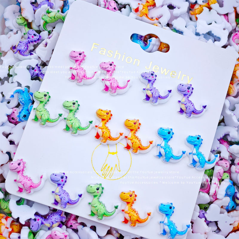 Cross-border cartoon dinosaur nail art accessories, mixed-color dinosaur nail rhinestones, DIY toy cultural and creative accessories