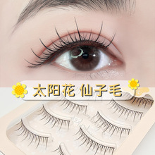 小恶魔假睫毛整条一片式透明梗五对装自然漫画眼太阳花款假睫毛