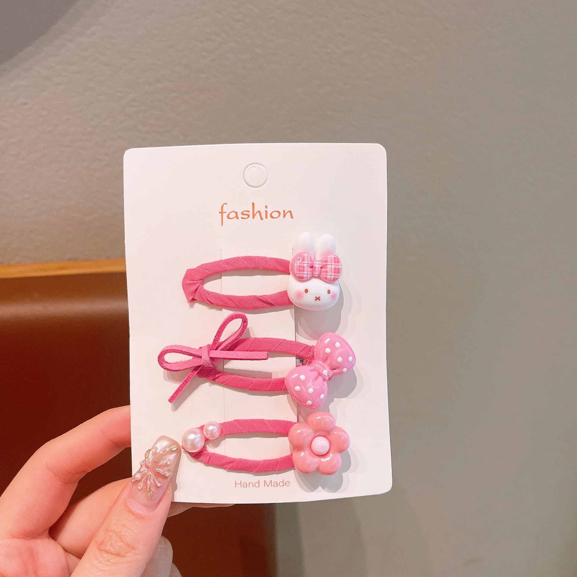 Clip BB para niños lindo cartón de dibujos animados tarjeta de cabello rosa no daña cabello frangeo cabello para niñas joyas de cabello para niñas