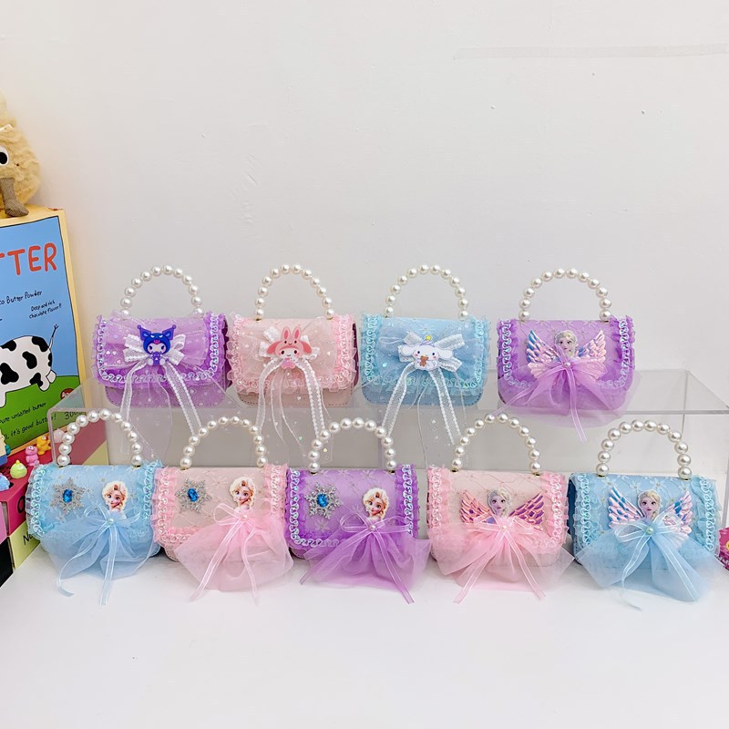 Bolsos infantiles, bolsos de moda princesa de perlas, bolsos de cambio de chicas lindas, bolsos de hombro de encaje