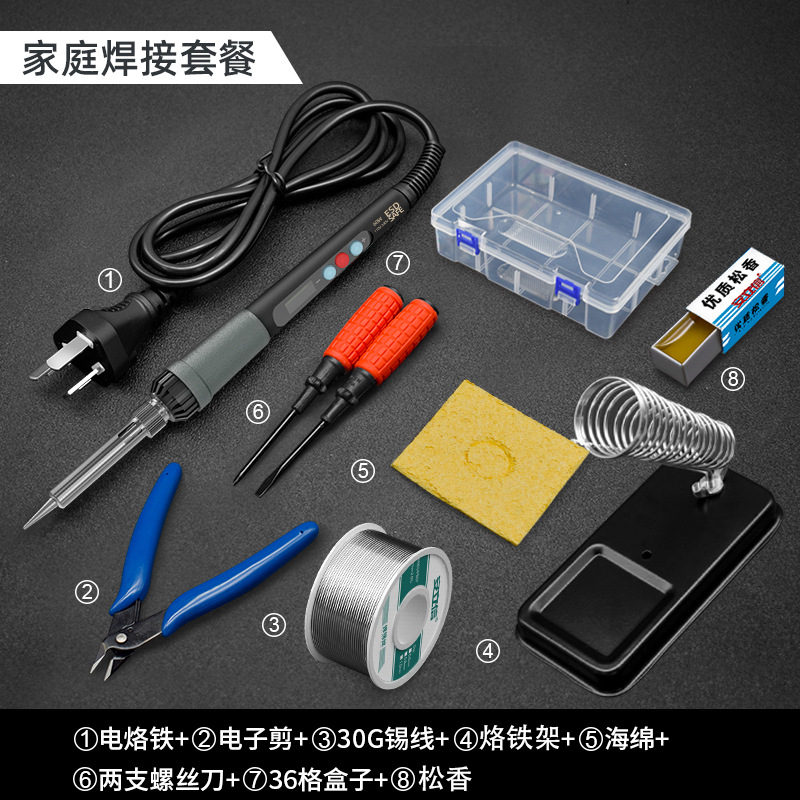 디지털 디스플레이 온도 조절 전기 납땜 인두 (가정용 용접 패키지)