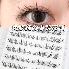 免胶小斜花太阳花自然斜飞狐系中式清冷分段苏妲己新手假睫毛