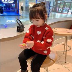 Children's Autumn Sweater, Kids' Clothing 2022 New Fall Women Baby Clothes Versatile Heart Hoodie Children's Sweater