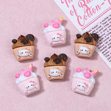 猫咪巧克力甜筒食玩手工diy奶油胶发夹冰箱贴材料饰品树脂配件