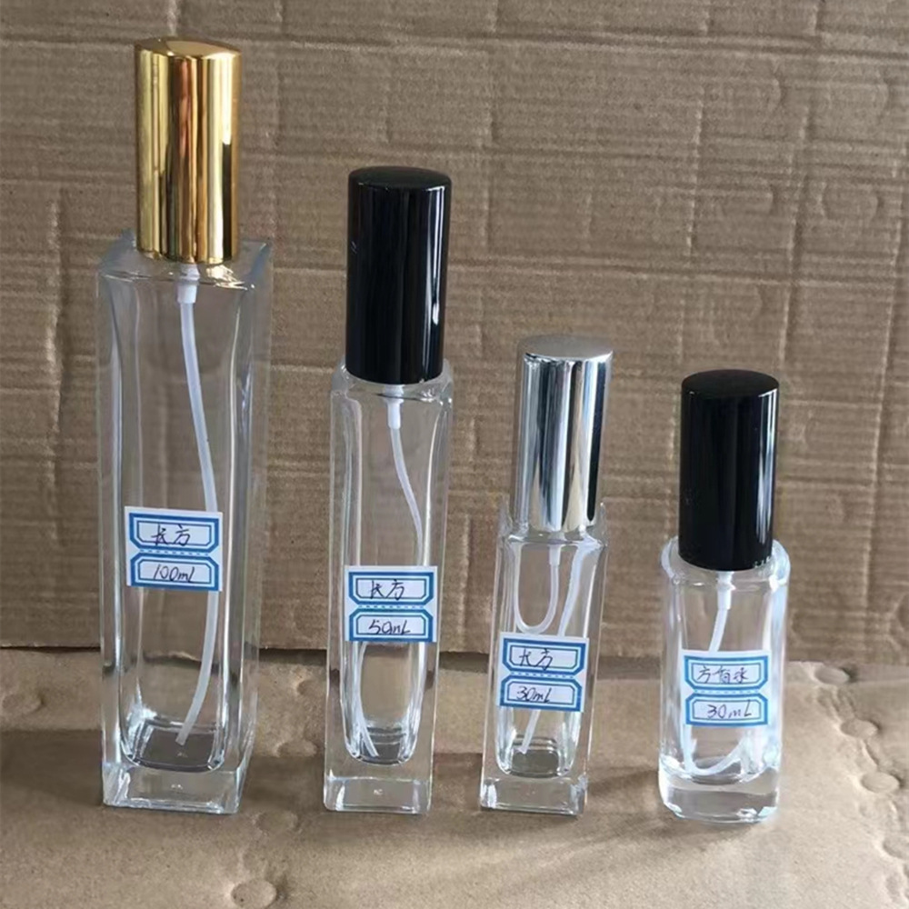 透明香水瓶30ml50ml100ml扁方喷雾玻璃空瓶卡口香水分装瓶子
