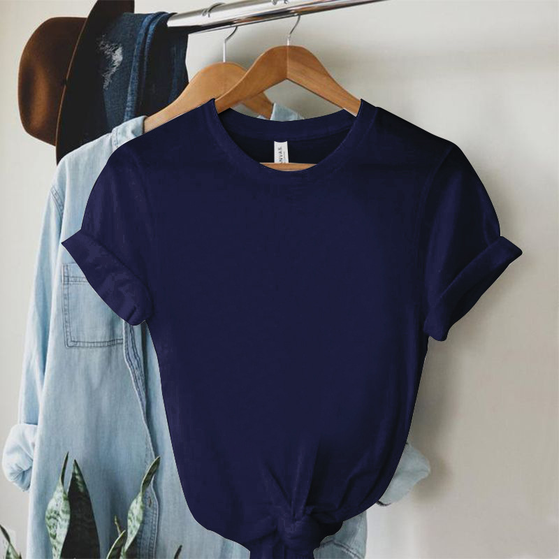 154g Weight Short Sleeve Sleeve Length Regular Sleeve Sleeve Type Polyester Fabric Type Regular Top Length T-shirt Tops Type Holiday, Daily Occasion Round Neck Neckline Regular Fit Fit Type Solid Color Pattern Summer Season Women's Gender Printing Design Simple Style Style Wholesale Women's Simple Style Solid Color Short Sleeve Printing T-Shirts 3