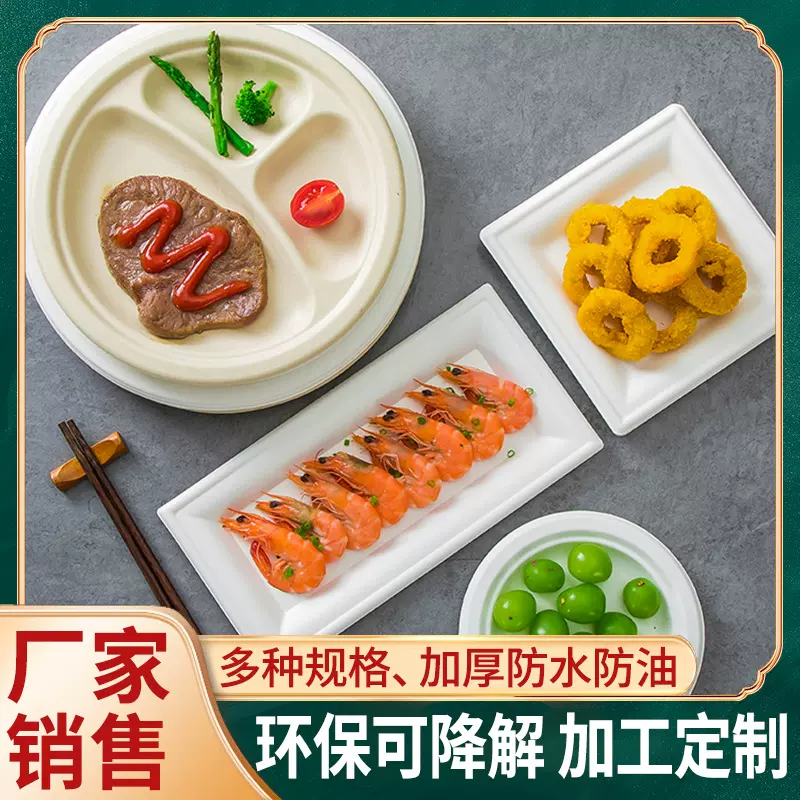 可降解一次性纸盘圆纸碟生日蛋糕盘加厚餐盘午餐盘户外烧烤盘餐盒