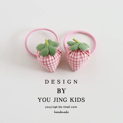 Children's Strawberry Hair Band, Cute Saç üçün rezinlər - a-pair-of-pink-plaid