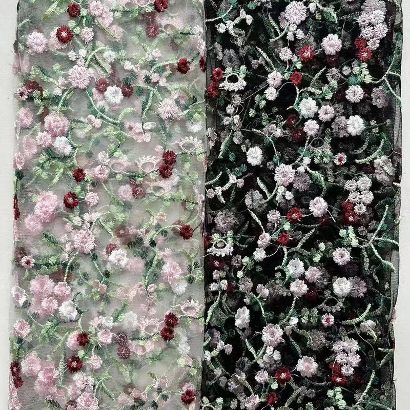 2022 New Vintage princess dress high-end embroidery fabric factory direct women's mesh plum embroidery fabric 2022 New Vintage princess dress high-end embroidery fabric factory direct women's mesh plum embroidery fabric
