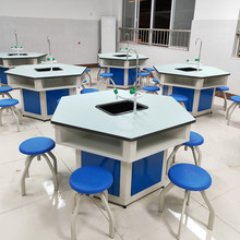 六边桌形实验桌 理化板实验台实验室工作台操作台 化学实验桌边台