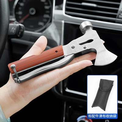 Qəza çəkici life-saving hammer car glass broken - colored-wood-stainless-steel-axe-hammer
