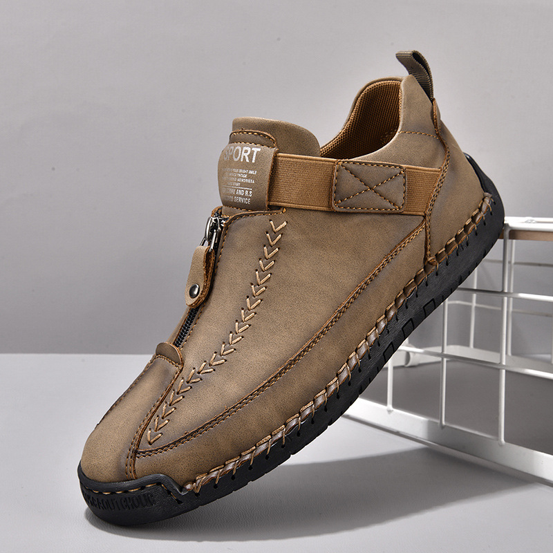 Herren Leder Chukka Boots Handgenähte Freizeitstiefel Outdoor_voghion.com