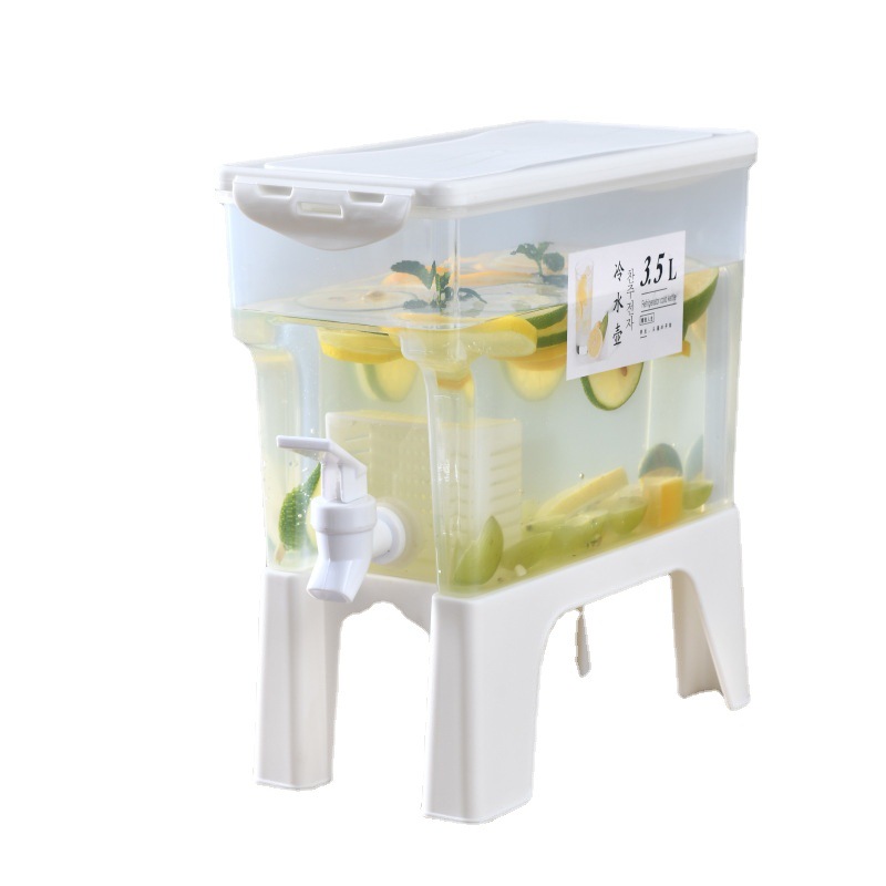 Cubo de agua fría para el hogar con grifo tetera de frutas Cubo de bebida fría de agua helada refrigerador de plástico jugo de limón botella de agua de burbuja fría