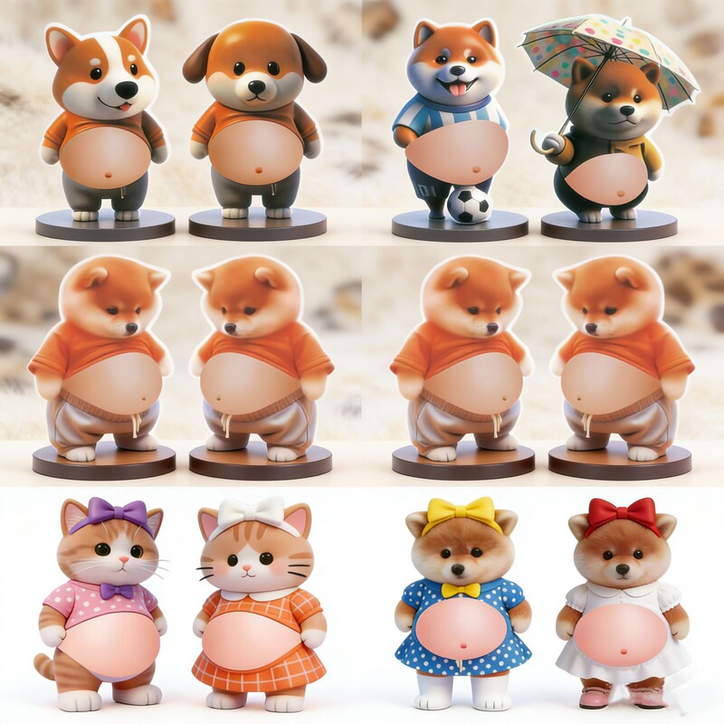 Cross-Border Big Belly Squishy Toy Shiba Inu Dog Corgi Ultra-Soft Silicone Car Anti-Collision Sticker Home Decorative Anti-Bump Sticker