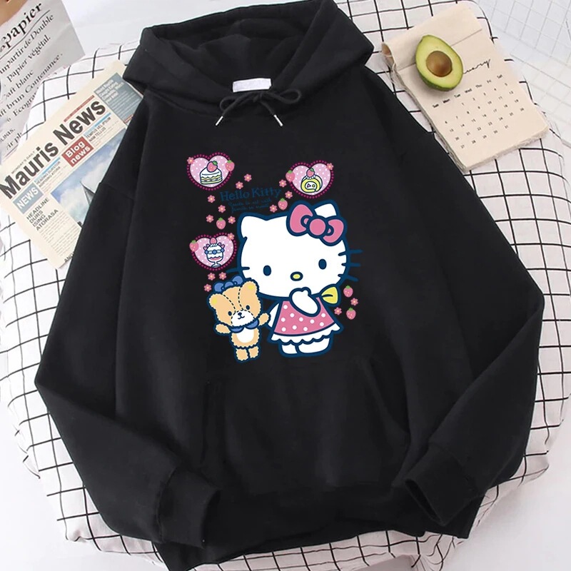 Cross-Border Popular Sanrio Women's Sweatshirt Series Hello Kitty Printed Kawaii Sports Hoodie