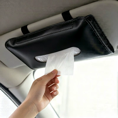 Box, Leather Car Sun Visor: Car tissue box/set