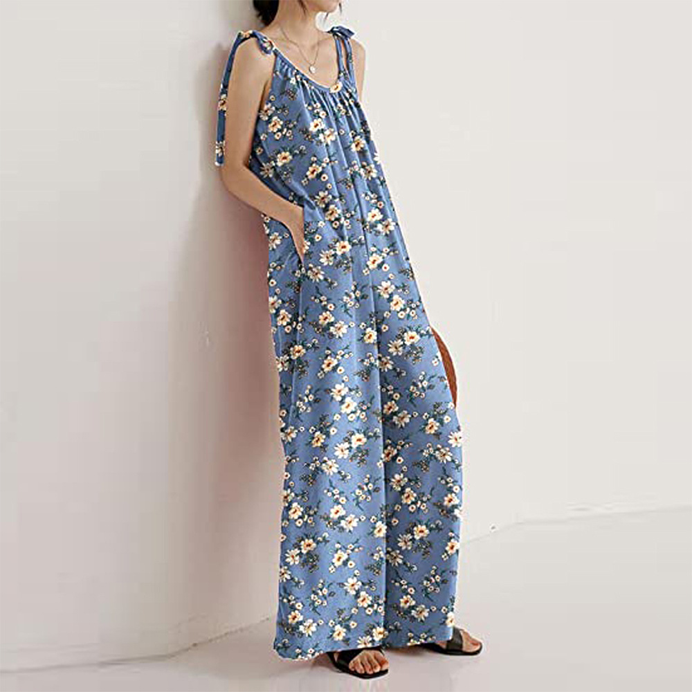 Summer Women Clothing Printed Sling Loose Casual Jumpsuit