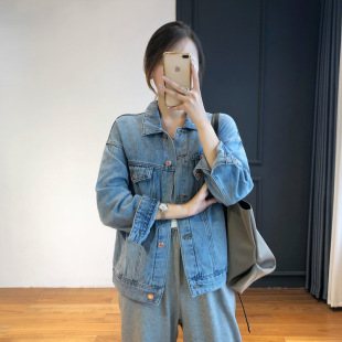 Soft Short-Sleeve Denim Jacket for Women, Perfect for Spring and Autumn, Vintage Style with Dropped Shoulders, Slimming and Versatile