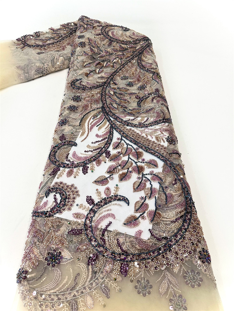 Tejido de bordado de encaje de tubo de sequilla comercio exterior transfronterizo spot vestido de boda vestido de noche vestido de mujer tela