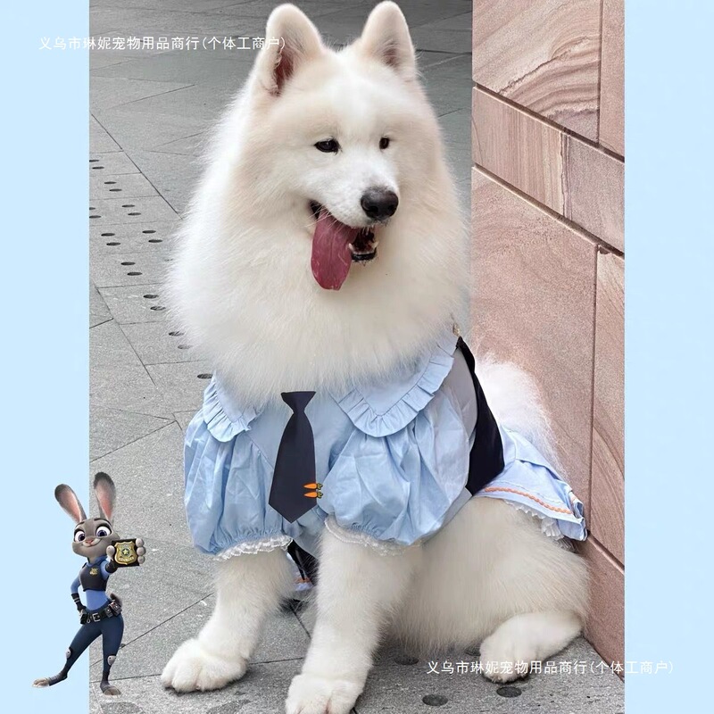 ペット春夏薄手中大型犬プリンセスレーススカートかわいい犬猫服サモエド抗脱毛|undefined