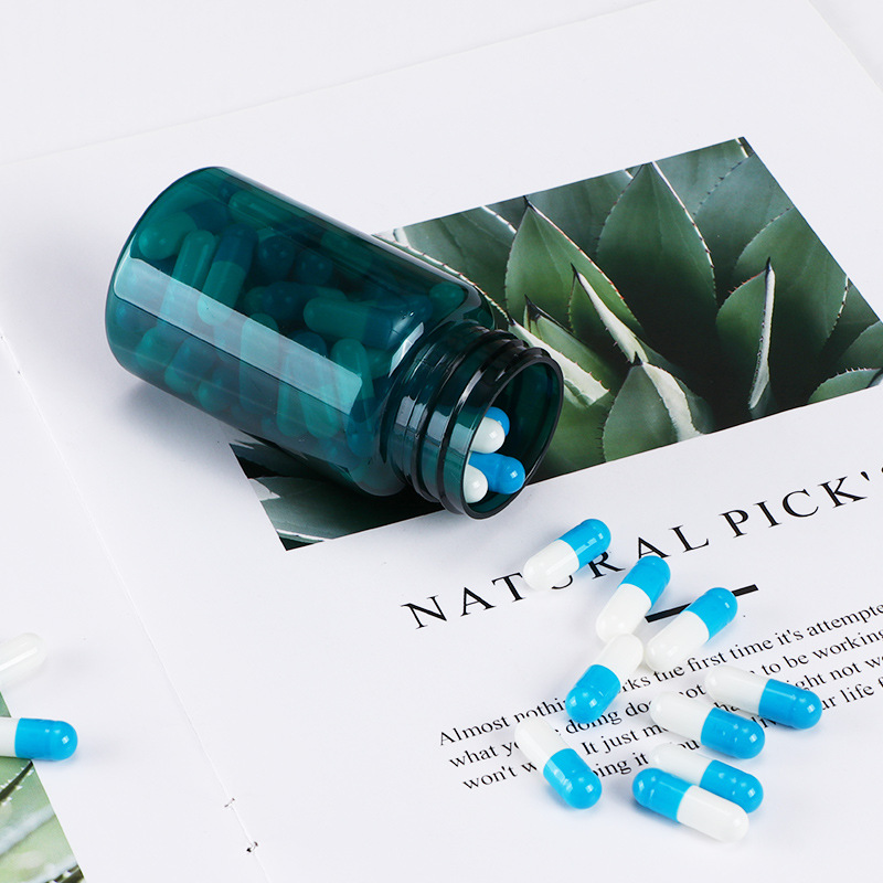 100ml botella verde oscuro botella de productos de salud de alta calidad botella de plástico botella redonda botella de polvo de cordyceps