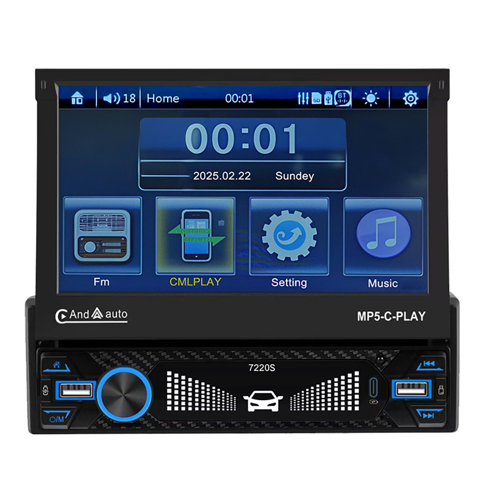 7220S Car 7inch Manual Single-Disc Telescopic Universal In-Car Mp5 Player Mp3 Card Slot Radio Audio System