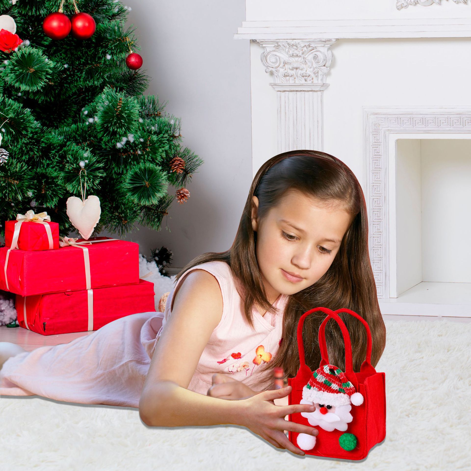 Navidad transfronteriza Nochebuena bolsas de regalo Navidad decoraciones canasta de dulces Navidad fruta dulces bolsas de regalo