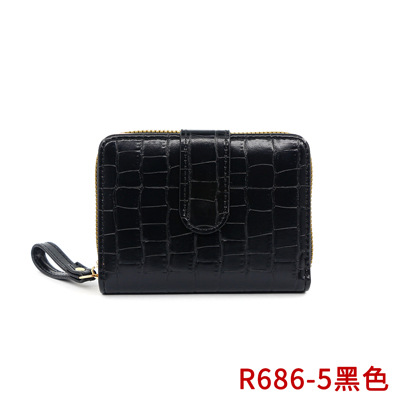 Nuevo estilo coreano de las mujeres cartera corta patrón de piedra moda hebilla de gran capacidad Multi-tarjeta monedero bolsa de identificación