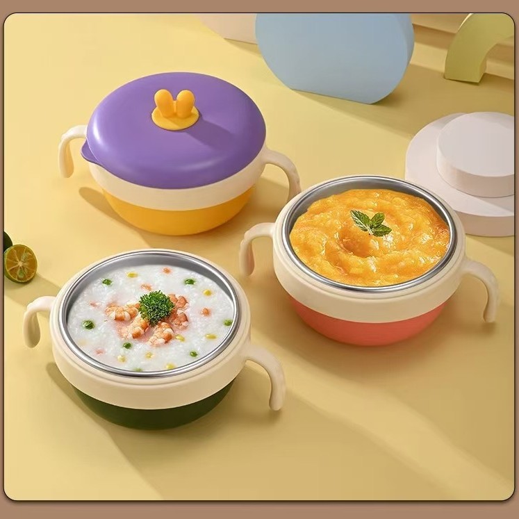 316 stainless steel bowl children's complementary bowl fall-resistant anti-hot baby special insulation lunch box portable stainless steel bowl