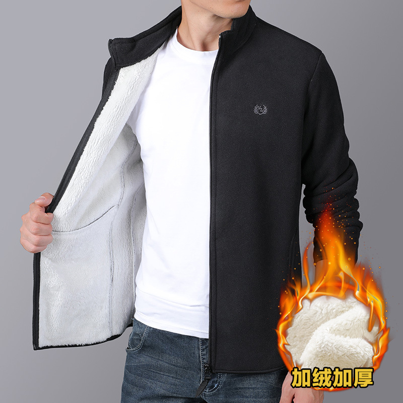 Otoño e Invierno de los hombres polar sudadera Top caliente moda fleece casual espesado abrigo