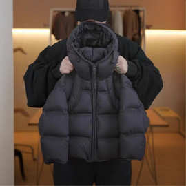 2025新款儿童羽绒棉棉服男童冬季韩版保暖加厚纯色连帽休闲棉袄