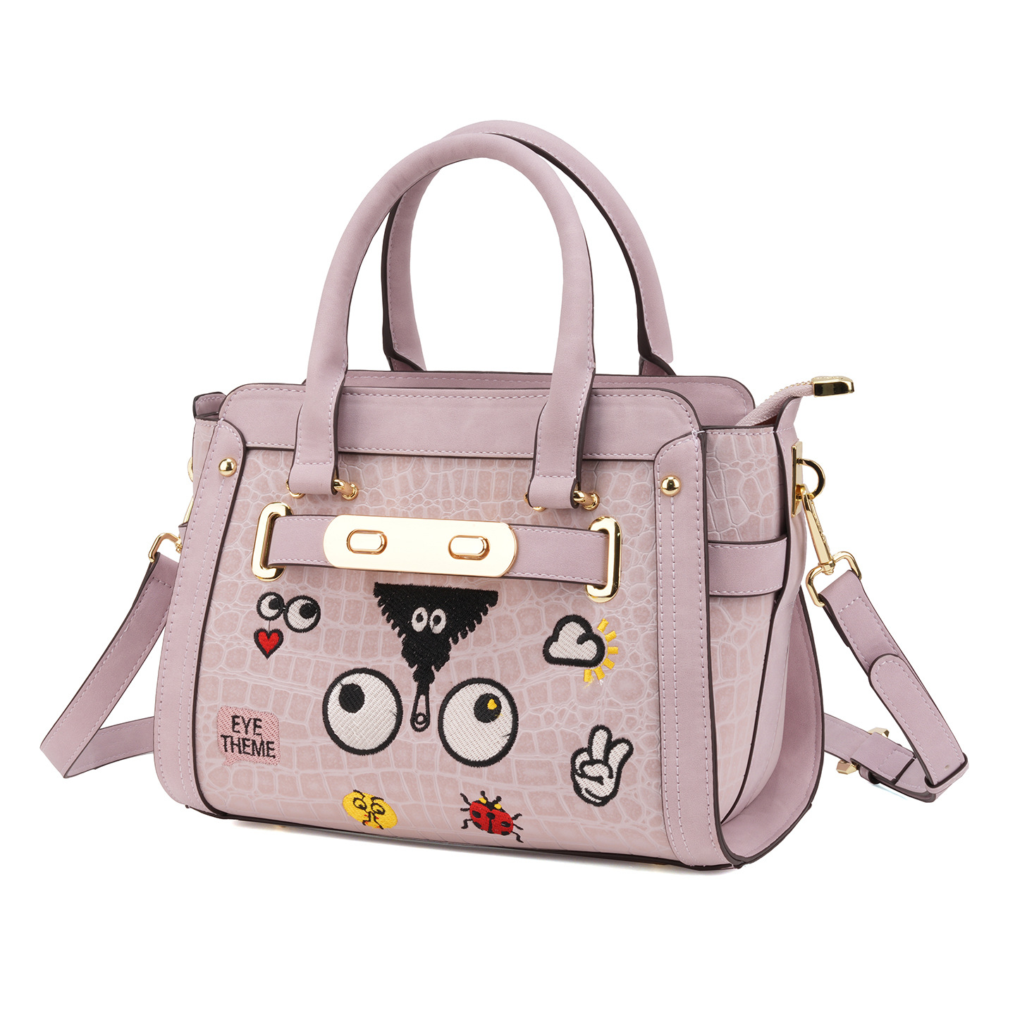 2025 nueva mujer bordado borde de aceite PU bolsas de estilo de invierno otoño ganso alas inclinadas bolsas de mujer de moda 2873 #