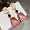 Geometric wooden earrings, silver 925 sample