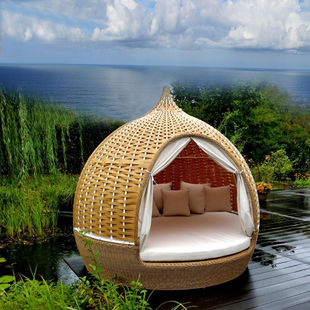 Bird's Nest Bed Outdoor Creative Terrace Rattan Bed Villa Lounge Chair Round Bed Beach Garden Bird Cage Sofa Balcony