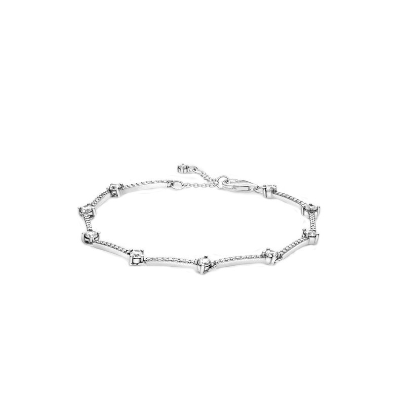 Beaded Bracelet In Pure Silver, Sparkling Fashionable Accessory_voghion.com