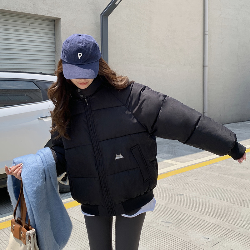 Europa y los Estados Unidos 2024 otoño y invierno ropa corta de algodón de mujer cuello coreano chaqueta pequeña chaqueta de algodón gruesa chaqueta de pan chaqueta