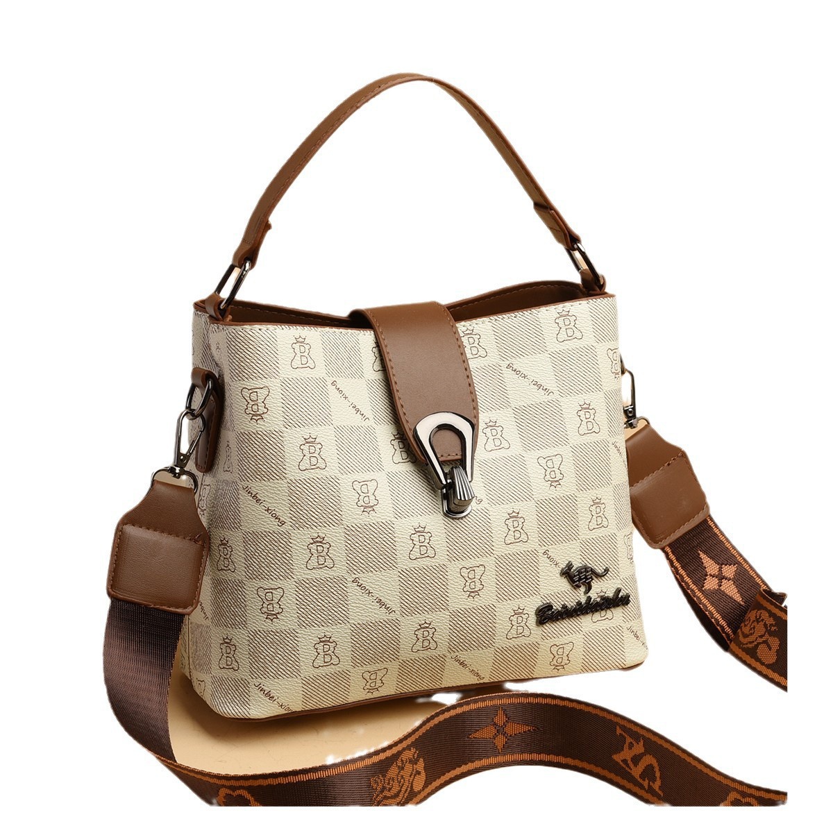 Bolso de cubo de sensación de alta gama para mujer 2025 verano nuevo bolso de hombro clásico de todo fósforo diseño de nicho bolso de mensajero portátil