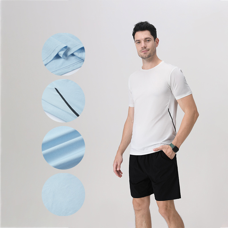 Quick-drying T-shirt Men's Ice Silk Summer Thin Sports Short-sleeved Loose Fitness Clothes Training Running Clothes New Top
