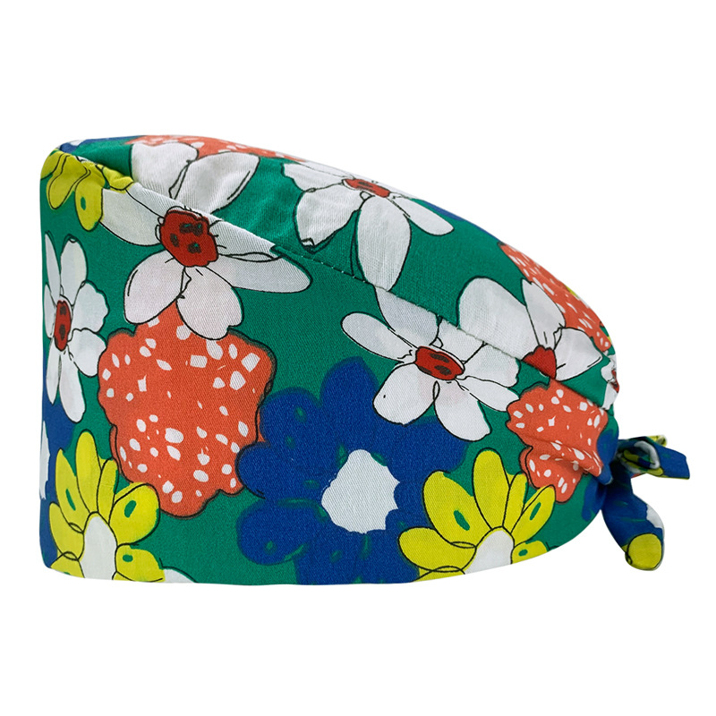 Tapa de enfermera de la UCI impresa elástico hebilla ajustable tapa quirúrgica quimioterapia de algodón puro tapa de confinamiento de las mujeres tapa de trabajo médico hombres