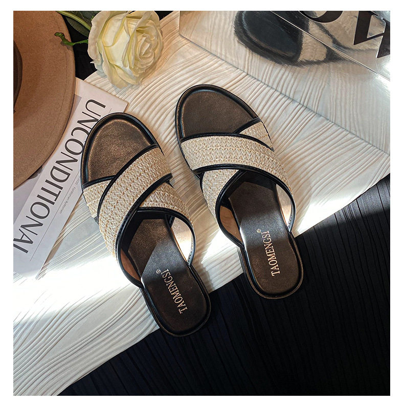 Dép sandal nữ quai chéo mũi tròn hở ngón đế dày phối màu, đế cao 3 cm — Màu Mơ (Dép lê), Màu Mơ (dép), Màu nâu (dép), Màu đen (dép) chi tiết 37