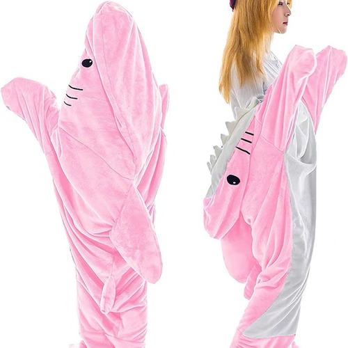Shark Sleep Bag Adult Hooded Sleepwear Fleece Homecoming Loose One-piece Pajamas Shark Robe
