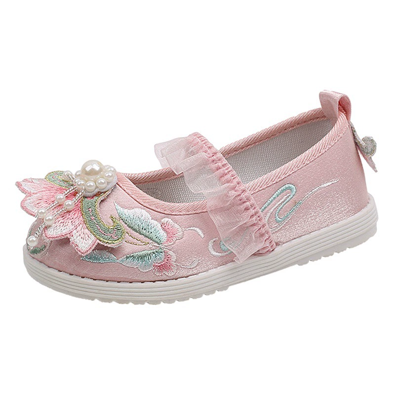 2023 Новая обувь Hanfu для девочек в китайском стиле антикварный костюм старый Пекин Тканевая обувь для выступлений детская вышитая обувь