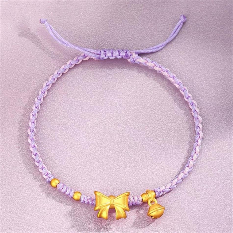 2025 Fugitive Princess Fortune-Bringing Bowknot Bracelet with Gold Bell String and Pure Gold 999 Fortune Beads as a Gift for Girlfriend 2025 Fugitive Princess Fortune-Bringing Bowknot Bracelet with Gold Bell String and Pure Gold 999 Fortune Beads as a Gift for Girlfriend