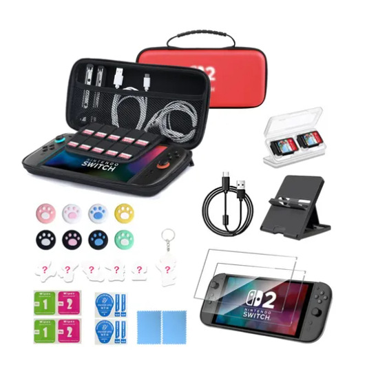 2025 nuevo conjunto de bolsa de almacenamiento switch2 cubierta protectora de caja de cristal switch2 película templada switch2