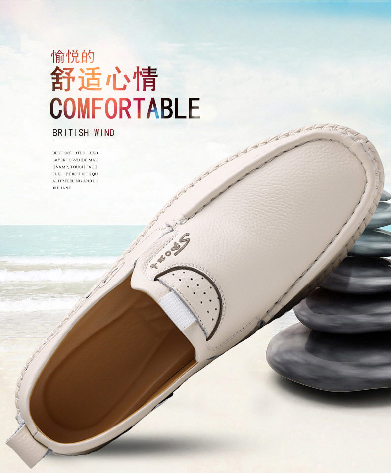 Giày lười nam da bò lớp đầu mũi tròn, đế mềm nhẹ, kiểu giày lái xe — GX 5726m màu, GX5726 màu nâu, GX5726 màu đen chi tiết 4