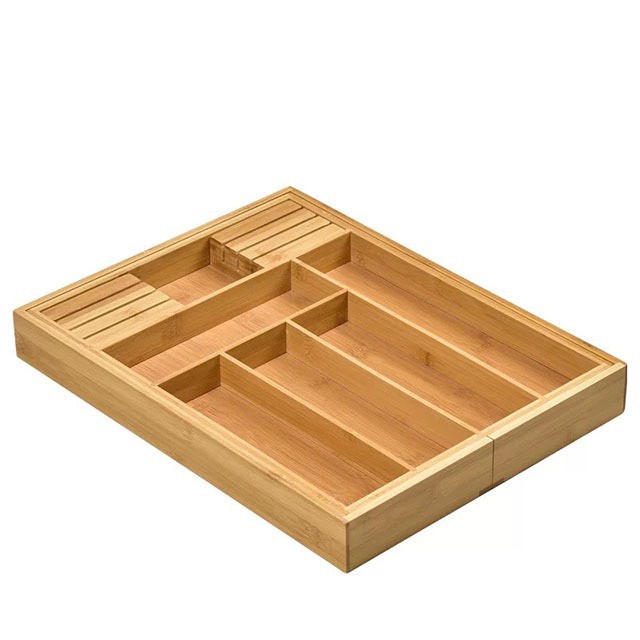 Cuchillo y tenedor retráctil a prueba de polvo de cocina de bambú y madera caja de almacenamiento de cubiertos caja de almacenamiento tipo cajón