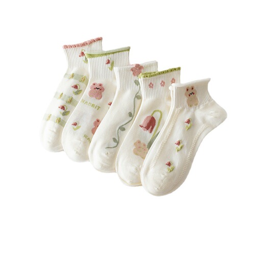 New Socks Women's Socks Summer Thin Tulip Women's Boat Socks Japanese College Style Shallow Mouth Girls Socks Wholesale
